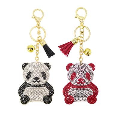 China Korean Hot Multicolor Diamond Hot Panda Multicolor Hot Panda Rhinestone Alloy Cartoon Rhinestone Pendant Bear Bag Chain Animal Pendant for sale