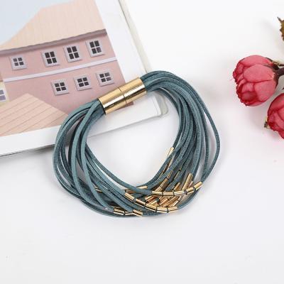 China New Fashion Bohemian Environmental Friendly Leather Bracelets Magnetic Buckle Bracelet For Female Alloy Plating Agio for sale