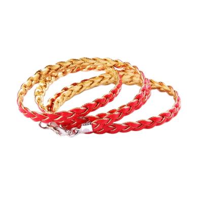 China New Fashion Environmentally Friendly Hot Selling PU Weave Coil Winding Plus Magnetic Lobster Clasp Girl Buckle Bracelet for sale