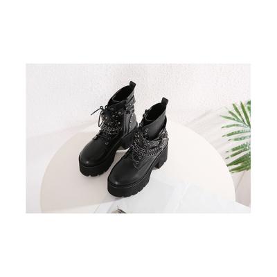 China Promotional products fashion trend China winter and spring women's nude black ankle high heels retro for sale