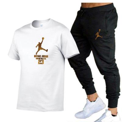 China Custom Logo Mens Breathable Tracksuit Men Short Sleeve T-Shirt And Tracksuit Pants Sets Set Two Piece Tracksuits For Men Cotton for sale