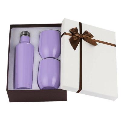 China 2021 New Products Sublimation Unique Custom Gift Stainless Steel Flask White Wine Tumbler Set With Gift Box for sale