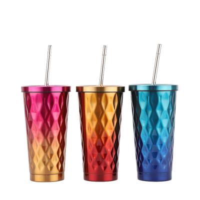 China Custom Logo New Design Reusable Metal Thermos Stocked 500ml Straw Water Bottle Stainless Steel for sale