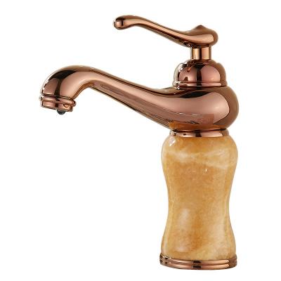 China High Quality Metered Faucets Chrome Plated Brass Basin Mixer Tap Jade Rose Gold Bathroom Sink Faucet for sale