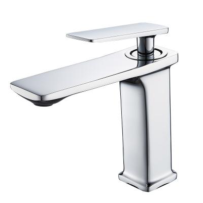 China Commercial Brass Metered Cold Water Single Handle Bathroom Sink Faucet Hot Mixer Tap Faucets for sale