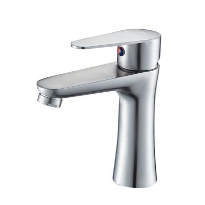 China Metered Faucets Deck Mounted Bathroom Faucet 304 Stainless Steel Basin Faucet Water Mixer Basin Mixer Hot-Cold for sale