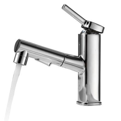 China Metered Faucets Hotel Bathroom Mount Faucet Basin Mixer Pull Down Chrome Lavatory Sprayer Plated Faucet for sale