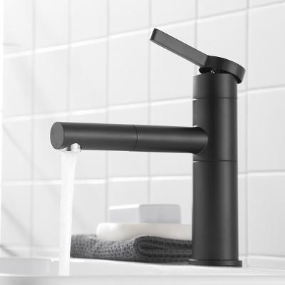 China Metered Faucets 360 Degree Rotation Bathroom Faucet Lower Black Basin Mixers for sale