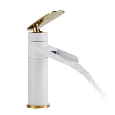 China Single Handle Metered Faucets Waterfall Bathroom Faucet Taps Long Neck Waterfall Basin Chrome Mixers for sale