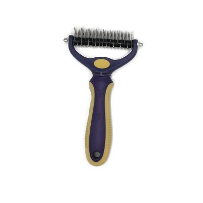 China Sustainable Hot selling professional hair removal pet double-sided open knot comb nail clipper steel cat dog comb set for sale