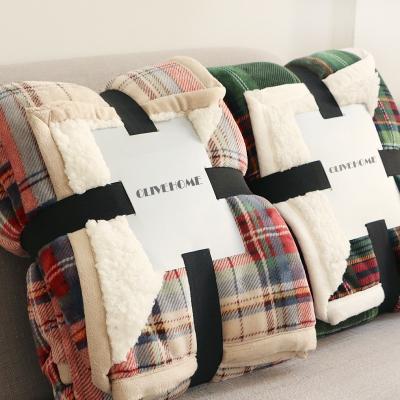 China Customized Popular Plaid Sofa Flannel Sherpa Fleece Throw Blanket for High Standards for sale