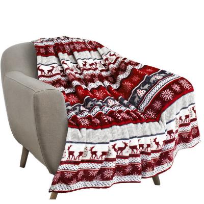 China Woven Super Soft Custom Christmas Holiday Style Printed Decorations Flannel Throw Blanket for sale