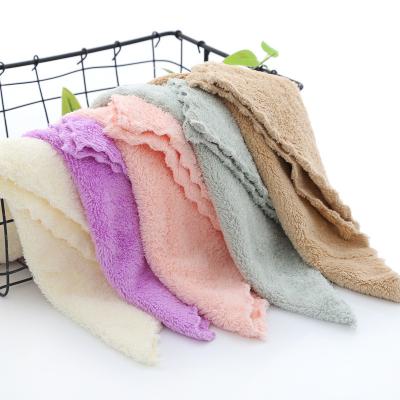 China Drying Density Coral Fleece Small Square Towel 25*25 Hand Towel with Dobby Border Pattern for sale