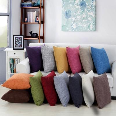 China Simple Solid Colors Linen Cotton Cushion Cover for Home Pillowcases in Vintage Style for sale