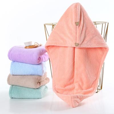 China Women Coral Fleece Dry Hair Hat Quick-Dry Absorbent Shower Hat with Thickened Towel for sale