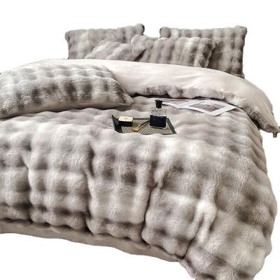 China Luxury and Warmth with Sustainable Milk Velvet Mink Rabbit Fur Bedding Set for sale