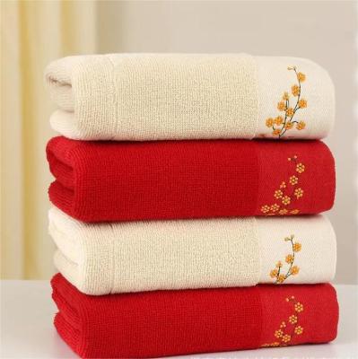 China 100% Pure Cotton Direct Embroidered Soft Absorbent Home Towels Ideal for All Age Group for sale