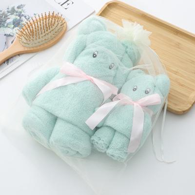 China As shown Luxury Bear Towel Bath towel density coral velvet set absorbent cute soft gift for sale