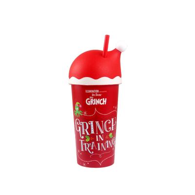 China 500ml Red Santa Claus Tumbler with Lids and Straw Add a Festive Touch to Any Occasion for sale