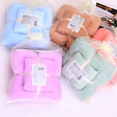 China 300 GSM Coral Fleece Face Bath Towel Set for Home Hotel Spa from OEM Manufacturers for sale