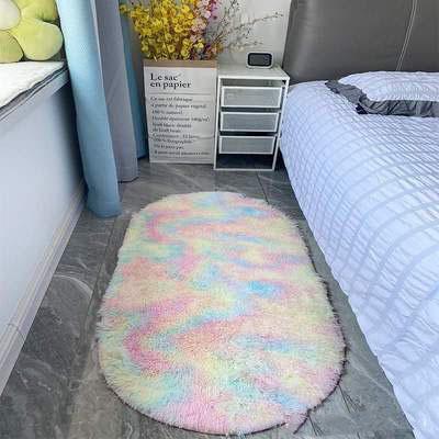 China Stain Resistant Ultra Soft Fluffy Bedroom Rugs Oval Beige Throw Rugs for Small Spaces for sale