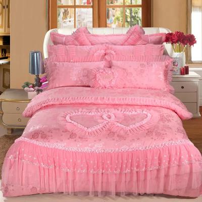 China 200TC 100% Cotton Bed Sheet Quilt Cover Bed Skirt Set for European and American Style for sale