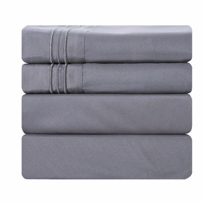 China Super King Size Solid Microfiber Bedding Sheets Set with Woven Fabric and OEM Service for sale