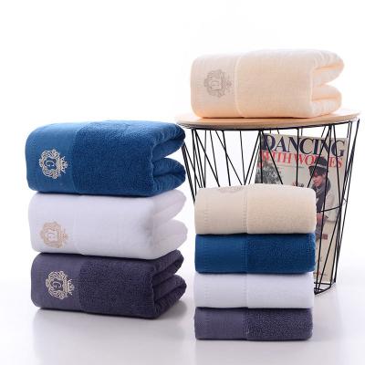 China Custom Logo Embroidery White Cotton Towels Pure Cotton Soft Absorbent Towel for Hotel for sale