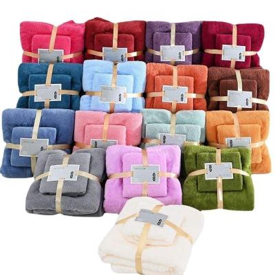 China Knitted Microfiber Coral Fleece Bathroom Bath Towel Sets Perfect for Everyone's Needs for sale