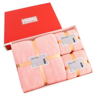 China Customized Bedding Set Designs Thick Coral Fleece Soft Absorbent Face Towel Bath Set for sale