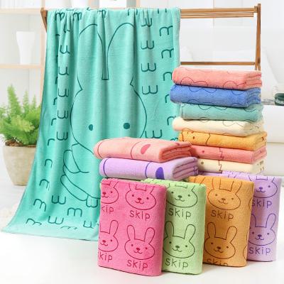 China Square Kids Bath Towel Set 3 Pcs Towels with Cartoon Rabbit Print and Polyester Fiber for sale