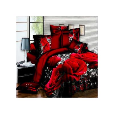 China Home Customized Color Microfiber Quilt Cover Bed Sheet Bedding Set with Digital Print for sale