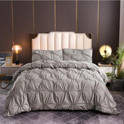 China 100% Polyester Solid Color Fern Flower Craft Duvet Bedding Set for Homeuse Plain Style for sale