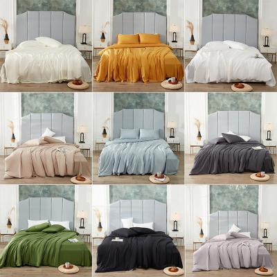 China 4-piece Nondisposable Plain Dyed Bamboo Lyocell Bedding Set with Solid Color Print for sale