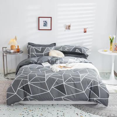 China Geometric Printing Aloe Vera Cotton Four-Piece Bed Sheet Set with Reactive Printing for sale