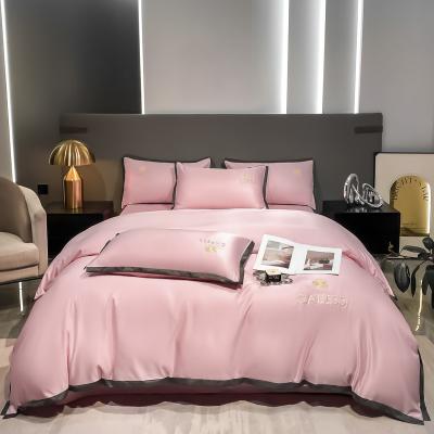 China Luxury Washed Silk Embroidery Bedding Set Bed Cover Set for Hospital School Home for sale