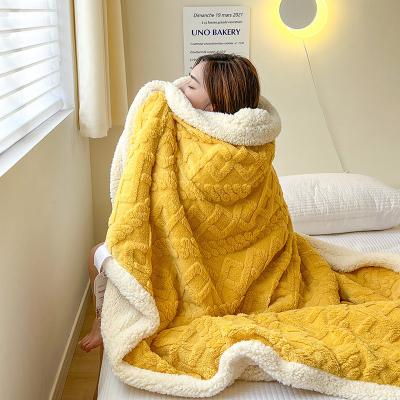 China Wedding Knitted Double Sided Lamb Cashmere Plaid Blanket for Winter Warmth for sale