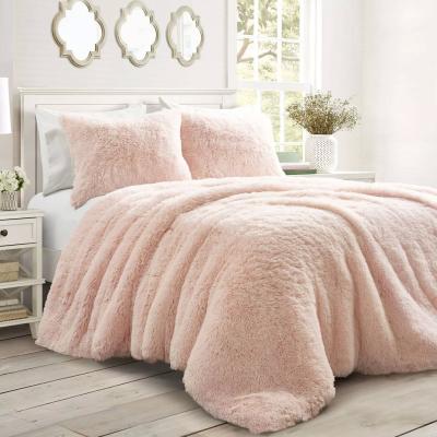 China Customized Bedding Set Designs 3 Piece Luxury Soft Shaggy Plush Faux Fur Comforter Set for sale