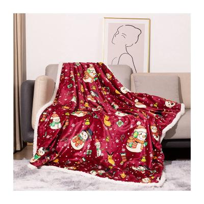 China Rectangular Double Layer Double Sided Blanket For Christmas Customized Merry Christmas for sale