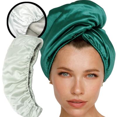 China Plain Dyed Double Layer Stain Silk Hair Wrap Towel for Professional Drying Results for sale