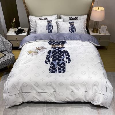 China White Bear Bed Sheet Bedding Set for Hotel Baby Home Made of 100% Polyester Fabric for sale