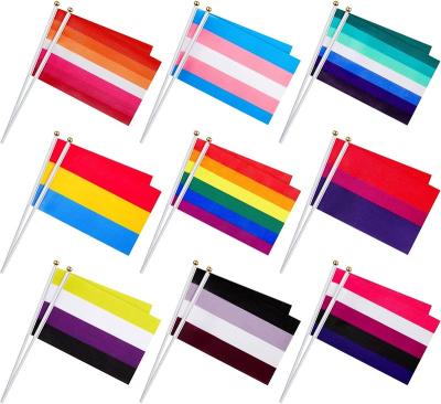 China Health Care Institute 2022 Rainbow Premium Hand Waving Flag Factory Supply LGBT Pride Hand Waving Flag for sale