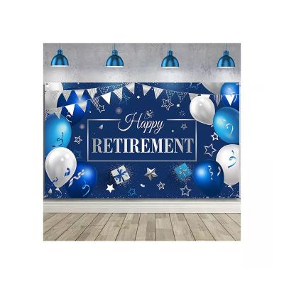 China Vibrant Colors and Extra Large Vivid Fabric Designs Retirement Sign Banner Photo Booth Happy Cloth Mesh Fabric Banner Slogan Banner for sale