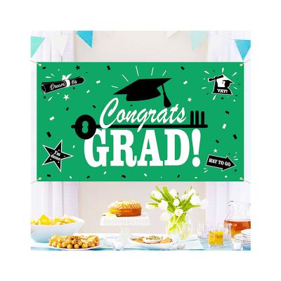 China Custom Healthcare Institutes Graduation Party Large Outdoor Green Full Color Printing Fabric Mesh Banner for sale