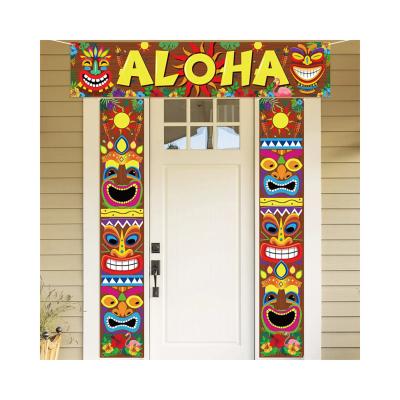 China Vibrant Colors and Vivid Designs Party Decorations Tiki Banners Aloha Tropical Moana Flamingo Welcome Sign Banner for Front Porch for sale