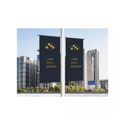 China Custom Printing High Quality Large Flags And Double Sided Business Outdoor Advertising Banner Street Light Poles Flag Sign Display Banners for sale