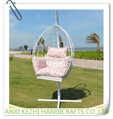 China KZ140126 Eco - Friendly Outdoor Patio Swing Hanging Egg Oval Chair With Metal Stand for sale