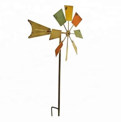 China Environment-frendly 52 in Metal Garden Stakes Garden Weathervane Stick Wind Rings Wind Spinner for Outdoor Garden Decoration for sale