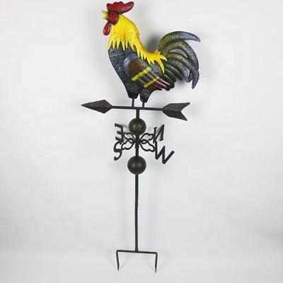 China Animal Style Wrought Iron Rooster Weather Vane Wind Direction Metal Garden Outdoor Stake for sale