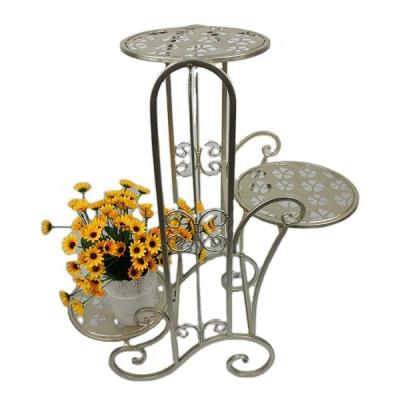 China Durable 3 Tier Plant Stand Metal Flower Pot Display Stand Material Ladder Planter Shelf for sale